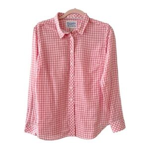 JOULES Erin Gingham Button Front Shirt in Pretty Pink Size 10